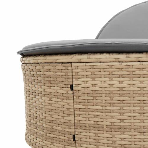Solseng med hynder polyrattan beige