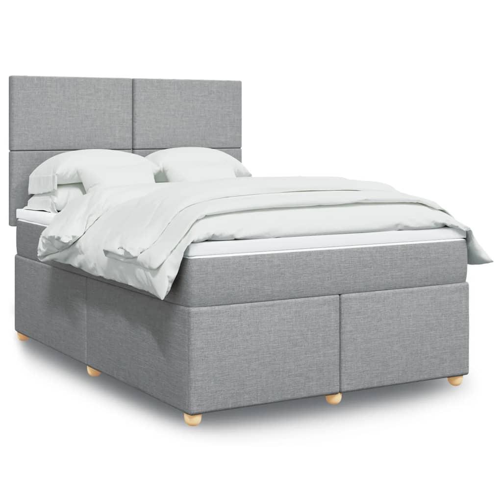 Kontinentalseng med madras og topmadras 140x190 cm - stof, lysegrå billede