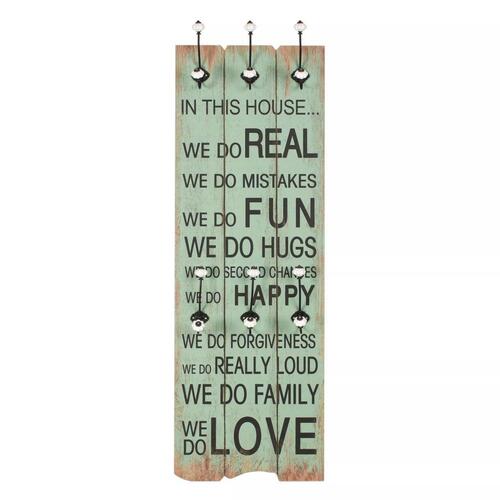 Vægmonteret knagerække med 6 knager HAPPY LOVE 120 x 40 cm
