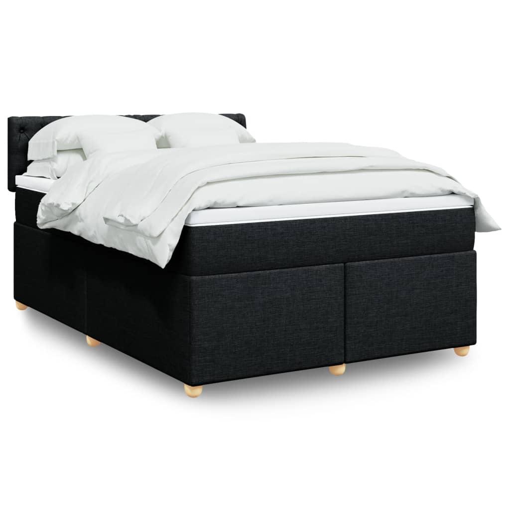 Kontinentalseng med madras 140x190 cm stof sort billede