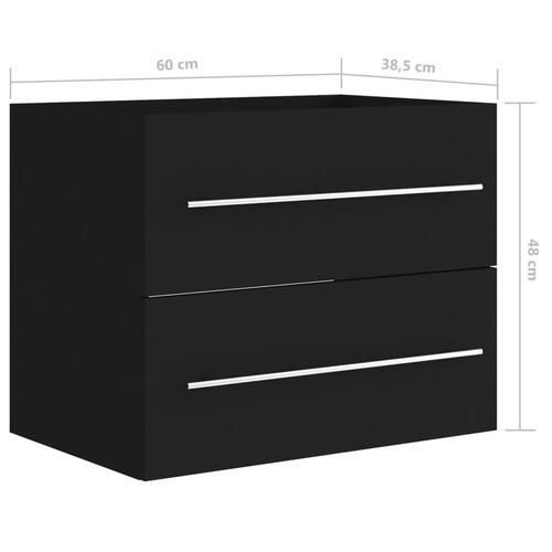 Skab til håndvask 60x38,5x48 cm konstrueret træ sort