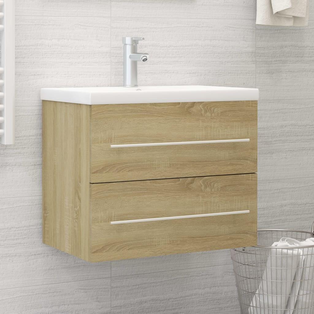 Skab til håndvask 60x38,5x48 cm konstrueret træ sonoma-eg