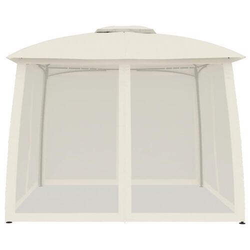 Pavillon 2,93x2,93 m dobbelt tag + meshvægge stål cremefarvet