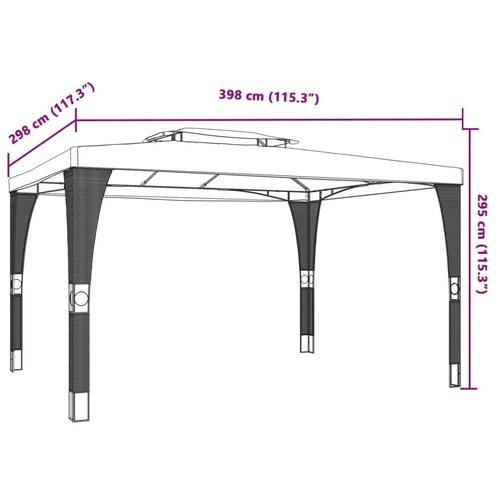 Pavillon med dobbelt tag 3,98x2,98 m stål antracitgrå