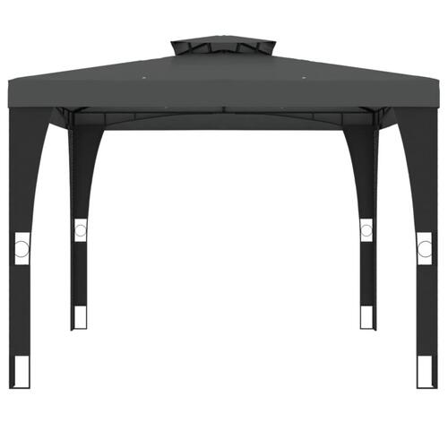 Pavillon med dobbelt tag 2,98x2,98 m stål antracitgrå