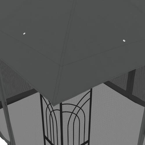 Pavillon 2,94x2,94 m dobbelt tag + meshvægge stål antracitgrå
