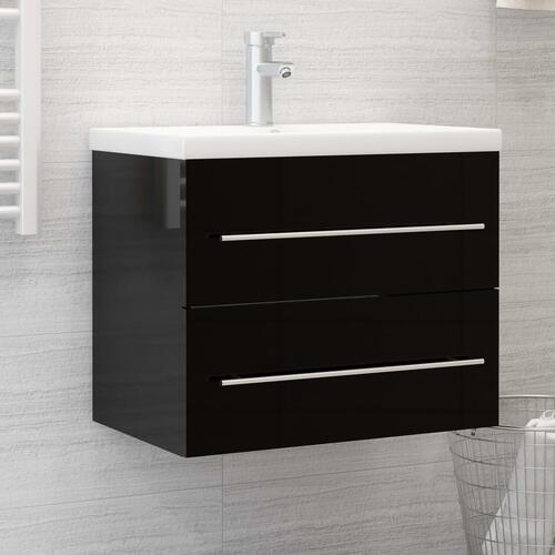Vaskeskab 60x38,5x48 cm spånplade sort højglans