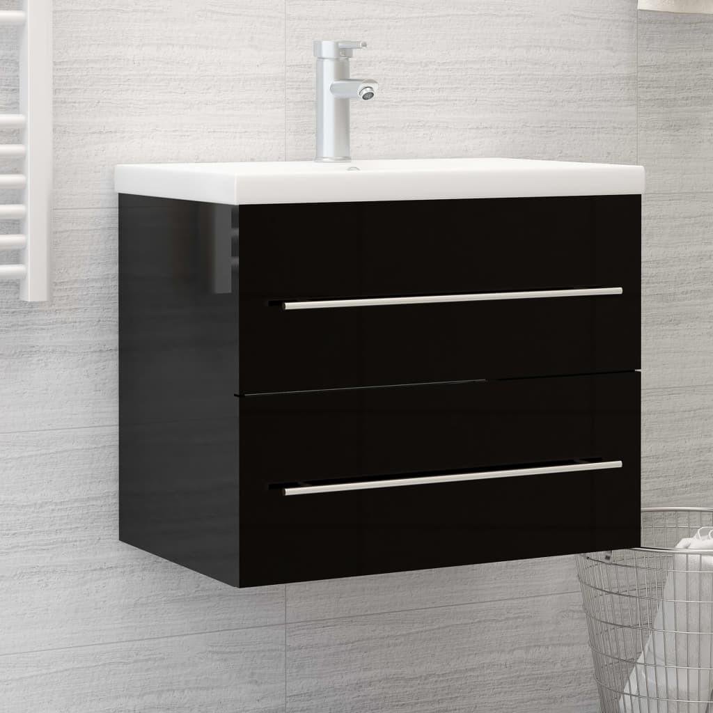 Vaskeskab 60x38,5x48 cm spånplade sort højglans