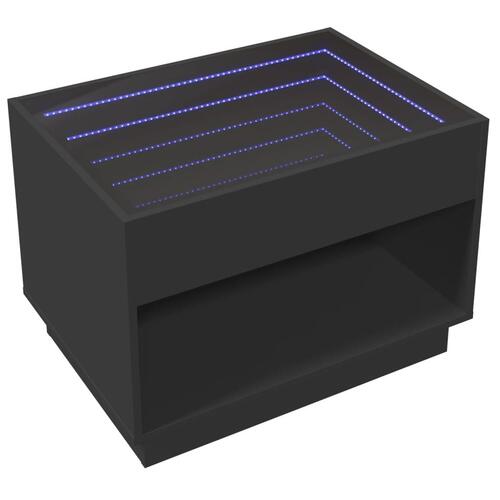 Sofabord med Infinity LED-lys 70x50x50 cm sort