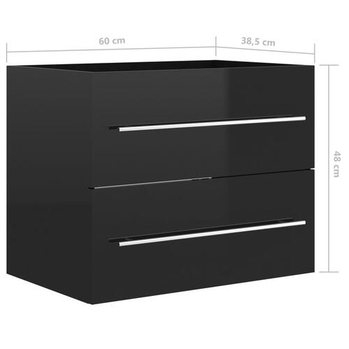Vaskeskab 60x38,5x48 cm spånplade sort højglans