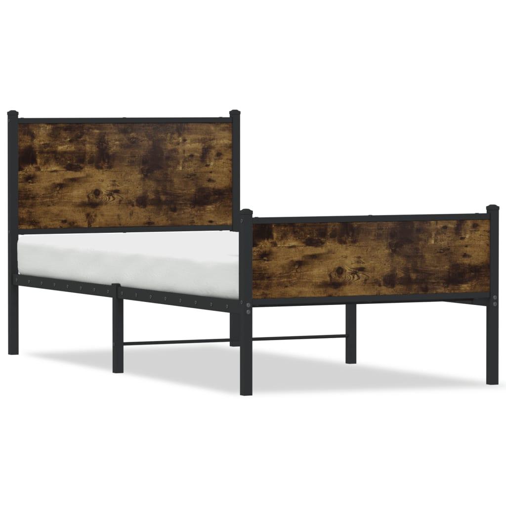 Sengeramme i metal 80x200 cm - røget egetræsfarve