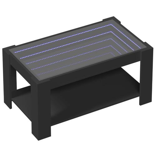 Sofabord med LED-lys 93x53x45 cm konstrueret træ sort