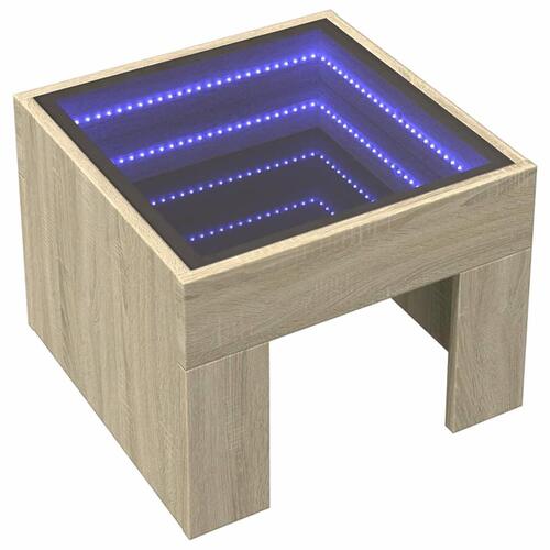 Sengebord med Infinity LED-lys 40x40x30 cm sonoma-eg