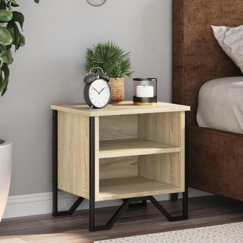Sengeborde 2 stk. 40x30x40 cm konstrueret træ sonoma-eg