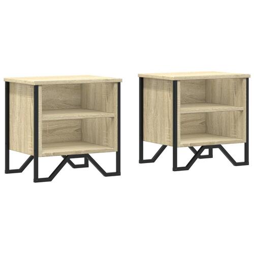 Sengeborde 2 stk. 40x30x40 cm konstrueret træ sonoma-eg