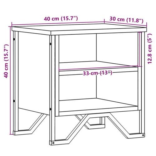 Sengeborde 2 stk. 40x30x40 cm konstrueret træ sonoma-eg