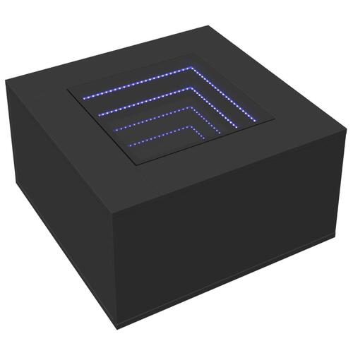 Sofabord med LED-lys 60x60x40 cm konstrueret træ sort