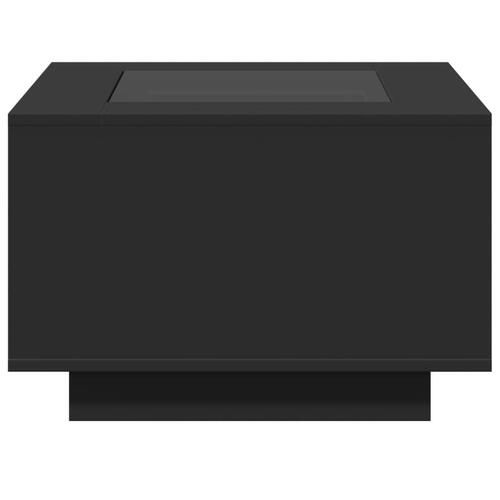 Sofabord med LED-lys 60x60x40 cm konstrueret træ sort