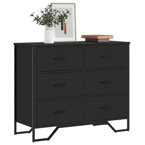 Kommode 91x35,5x74,5 cm konstrueret træ sort
