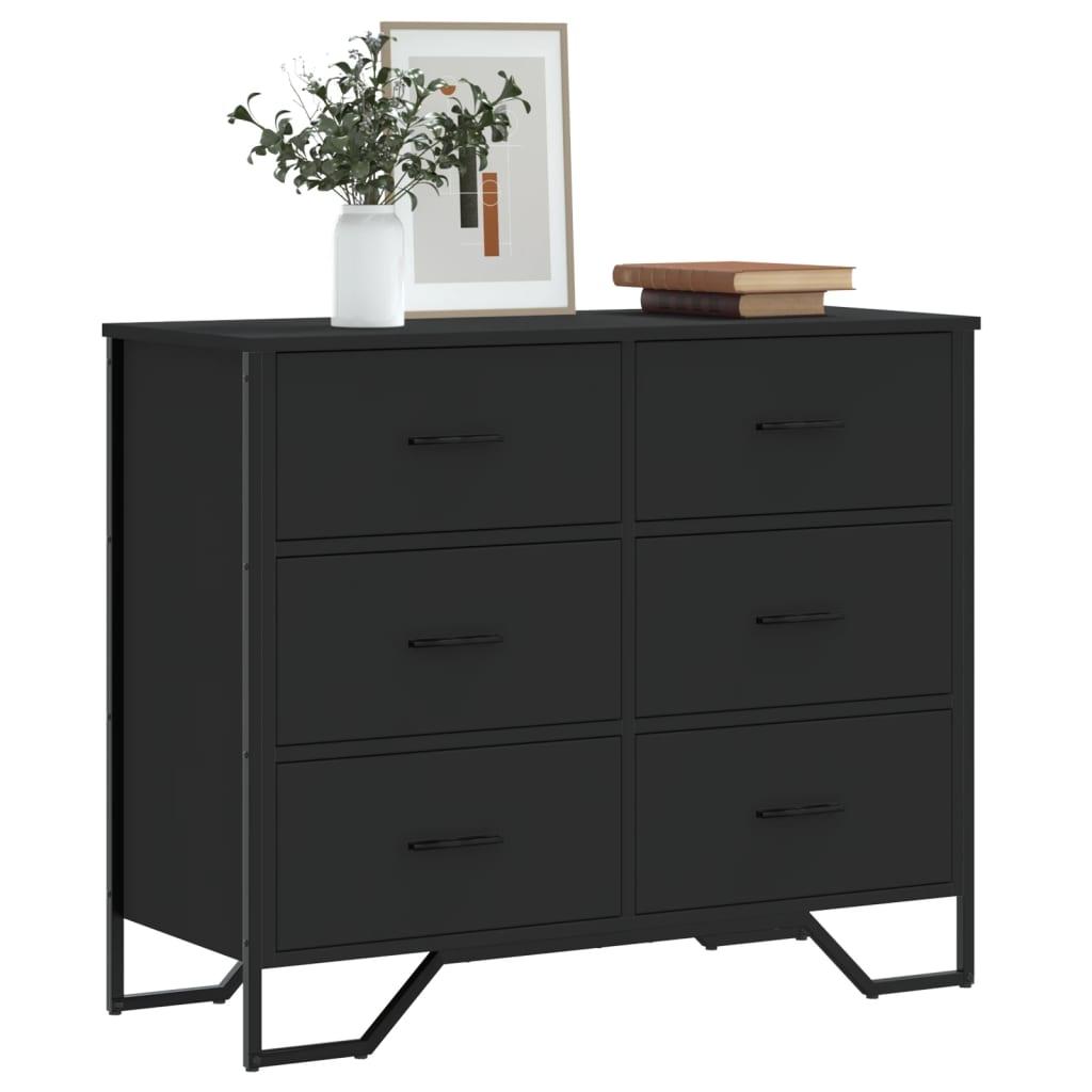 Kommode 91x35,5x74,5 cm konstrueret træ sort