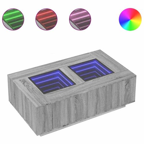 Sofabord med Infinity LED-lys 116x69x40 cm grå sonoma-eg