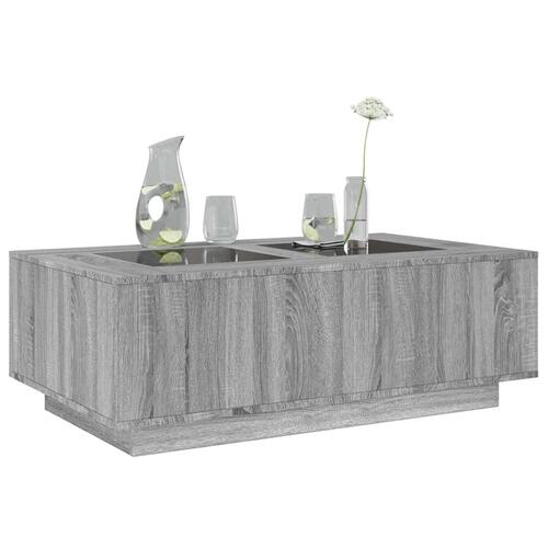 Sofabord med Infinity LED-lys 116x69x40 cm grå sonoma-eg