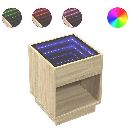 Sofabord med Infinity LED-lys 40x40x50 cm sonoma-eg