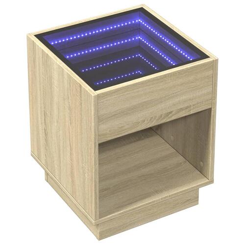 Sofabord med Infinity LED-lys 40x40x50 cm sonoma-eg