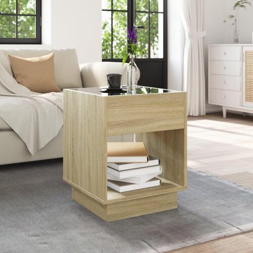 Sofabord med Infinity LED-lys 40x40x50 cm sonoma-eg