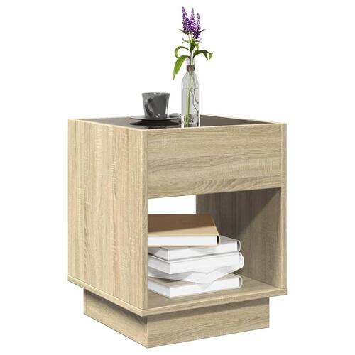 Sofabord med Infinity LED-lys 40x40x50 cm sonoma-eg