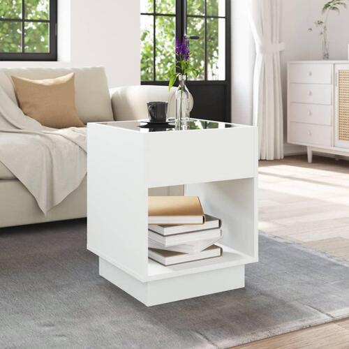 Sofabord med Infinity LED-lys 40x40x50 cm hvid