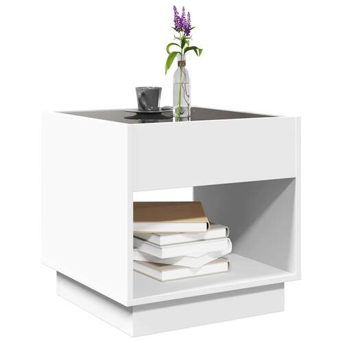 Sofabord med Infinity LED-lys 40x40x50 cm hvid