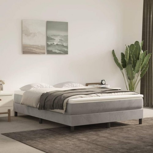 Springmadras med pocketfjedre - medium 140×210×20 cm, fløjl lysegrå