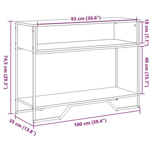 Konsolbord 100x35x74,5 cm konstrueret træ sort