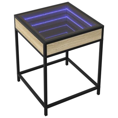 Sofabord med Infinity LED-lys 40x40x51 cm sonoma-eg