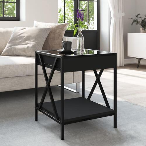 Sofabord med Infinity LED-lys 40x40x49 cm sort