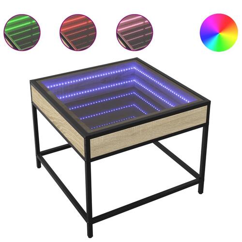 Sofabord med Infinity LED-lys 50x50x41 cm sonoma-eg