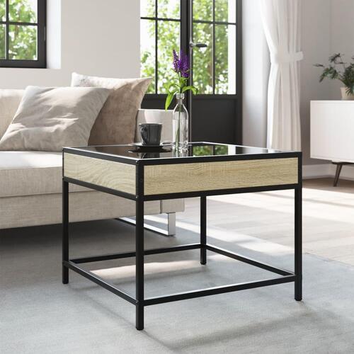 Sofabord med Infinity LED-lys 50x50x41 cm sonoma-eg