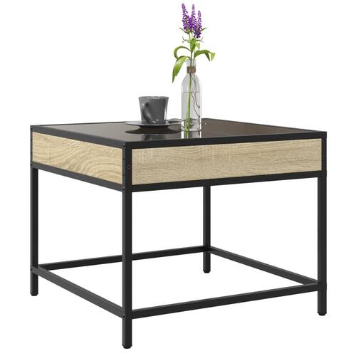 Sofabord med Infinity LED-lys 50x50x41 cm sonoma-eg