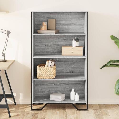 Bogreol 80x31x137,5 cm konstrueret træ grå sonoma-eg
