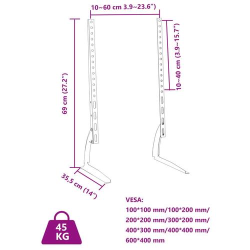 Tv-stativer 2 stk. 37-75" skærm maks. VESA 600x400 mm 45 kg