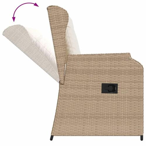 Loungesæt til haven 3 dele med hynder polyrattan beige