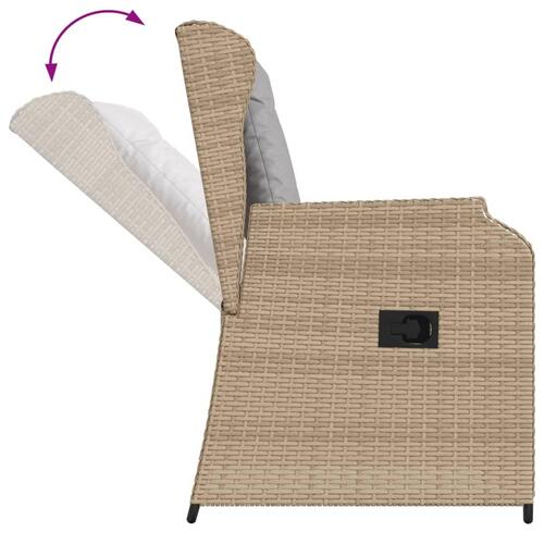 Loungesæt til haven 3 dele med hynder polyrattan beige