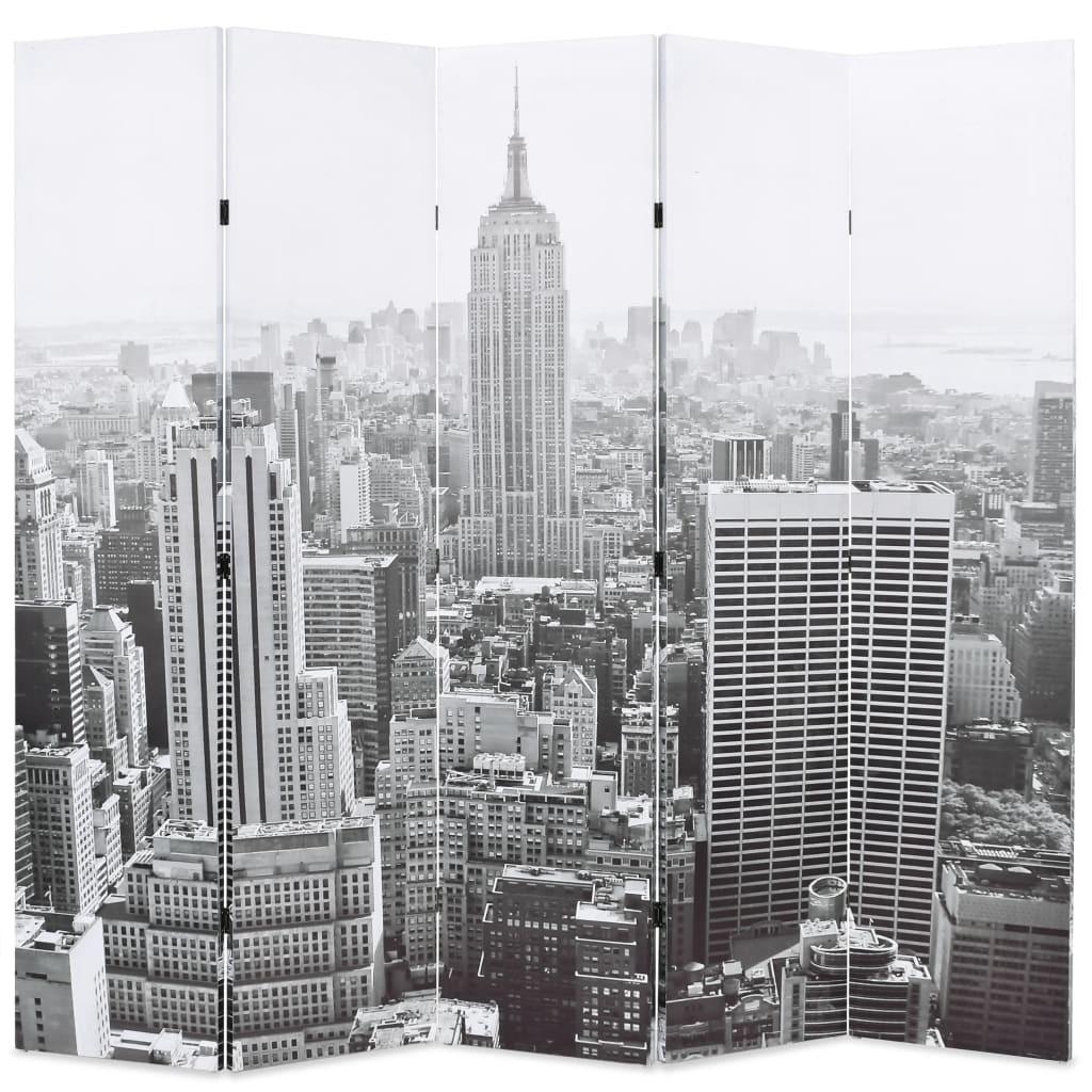 Foldbar rumdeler 200 x 170 cm New York by Day sort og hvid