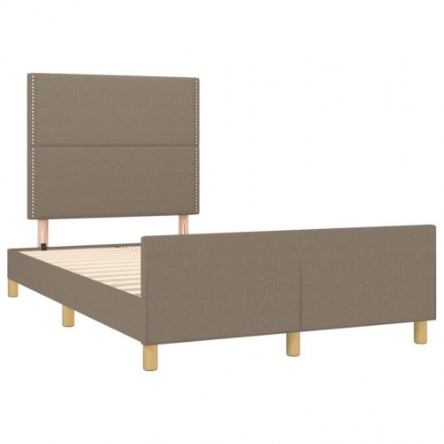 Sengeramme med sengegavl i stof - taupe 120×200 cm