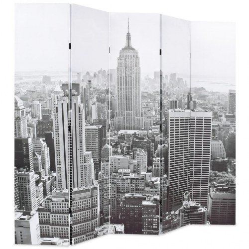 Foldbar rumdeler 200 x 170 cm New York by Day sort og hvid