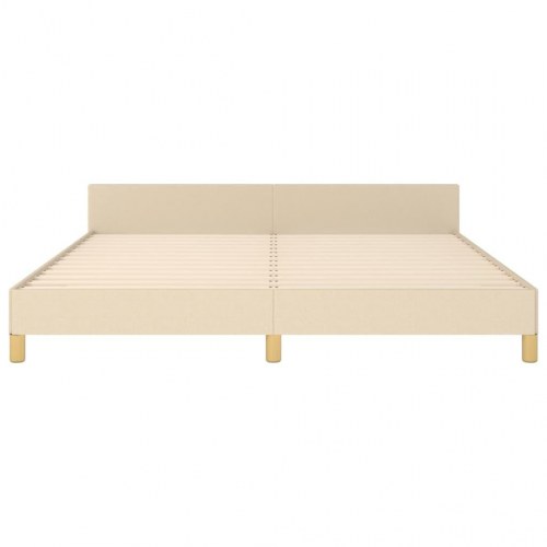 Sengeramme med sengegavl 160x200 cm - stof, cremefarvet