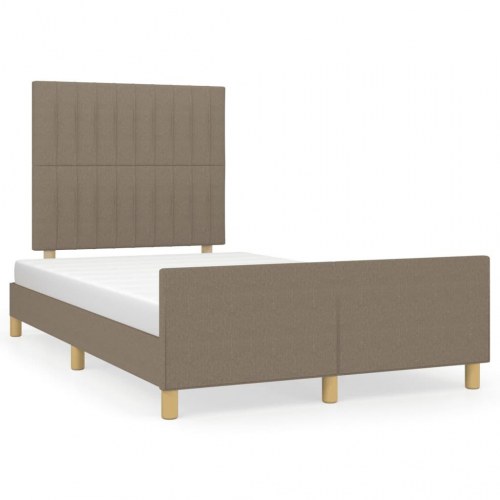 Sengeramme med sengegavl i stof - taupe, 120x200 cm