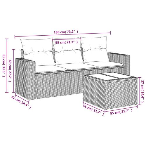 Sofasæt til haven 4 dele med hynder polyrattan lysegrå