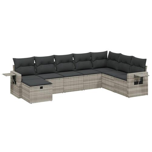 Sofasæt til haven 8 dele med hynder polyrattan lysegrå